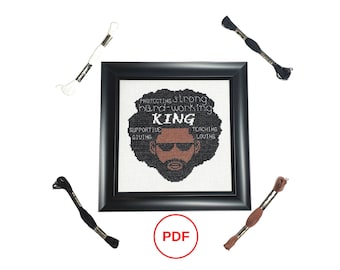 African American Man Cross Stitch Pattern, Black Man Cross Stitch, King Inspirational Cross Stitch PDF Download