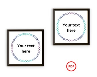 Purple to Turquoise Wreath Border Cross Stitch Patterns, Purple Blue Teal Turquoise Circle Cross Stitch Border Pattern
