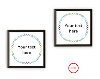 Green to Blue Wreath Border Cross Stitch Patterns, Green Turquoise Teal Blue Circle Cross Stitch Border Pattern
