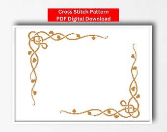 Cross Stitch Floral Border, Floral Vine Cross Stitch Border, Vine Swirl Border Cross Stitch Pattern, Swirl Border Cross Stitch Border