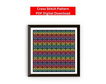 Rainbow Interlock Plaid Cross Stitch Pattern, Rainbow Cross Stitch Art Pattern, Plaid Cross Stitch Pattern, Unique Cross Stitch Pattern