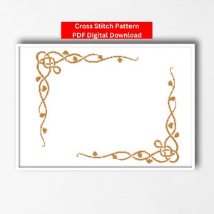 Kreuzstich Blumen Bordüre, Florale Rebe Kreuzstich Bordüre, Vine Swirl Border Kreuzstichmuster, Swirl Border Cross Stitch Border