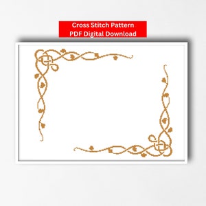 Cross Stitch Floral Border, Floral Vine Cross Stitch Border, Vine Swirl Border Cross Stitch Pattern, Swirl Border Cross Stitch Border image 1