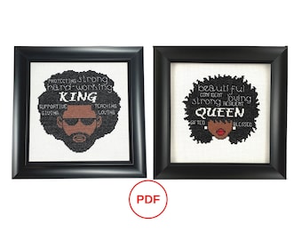 African American Cross Stitch Pattern Set, African American Woman Cross Stitch Pattern, African American Man Cross Stitch Pattern