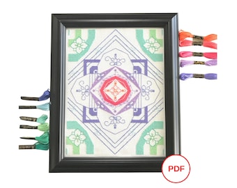 Patrón Punto de Cruz Mandala, Patrón Punto de Cruz Mandala Flor Pastel, Punto de Cruz Arco Iris, Punto de Cruz Descargar PDF