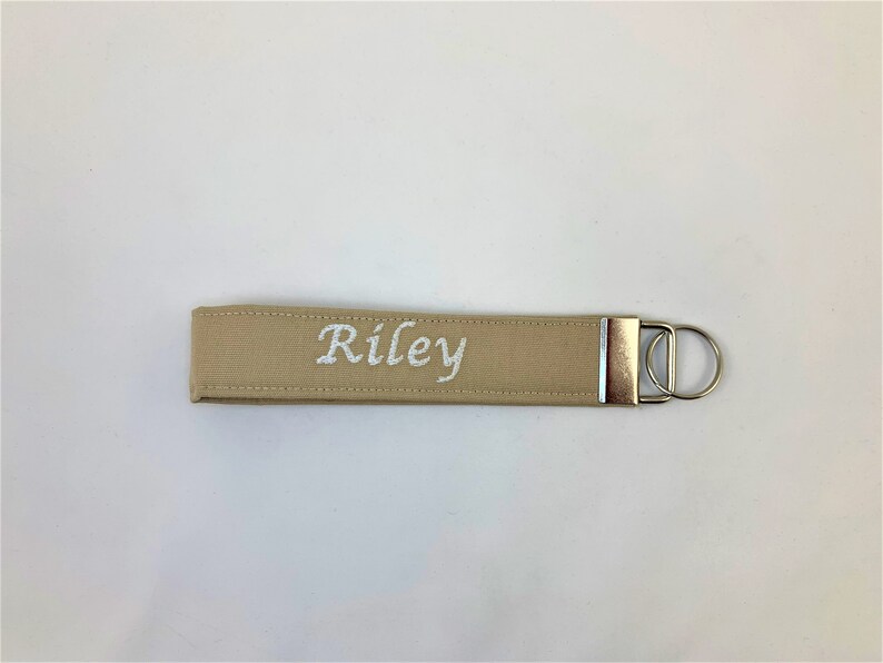 Key Fob Wristlet with Keychain Tan Monogrammed Keychain Wristlet Fabric Fabric Keychain Wrist Lanyard for Keys Key fob keychain