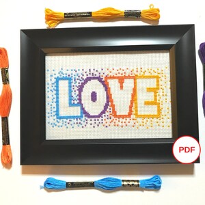 Love Cross Stitch Pattern, Inspiration Cross Stitch Pattern, Counted Cross Stitch Pattern, Rainbow Cross Stitch Pattern