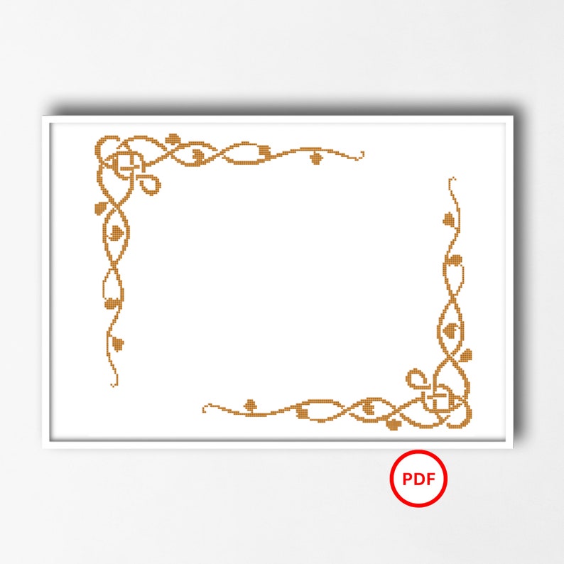 Cross Stitch Floral Border, Floral Vine Cross Stitch Border, Vine Swirl Border Cross Stitch Pattern, Swirl Border Cross Stitch Border image 2