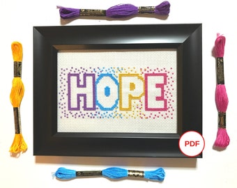 Hoop kruissteekpatroon, inspiratie kruissteekpatroon, geteld kruissteekpatroon, regenboog kruissteekpatroon
