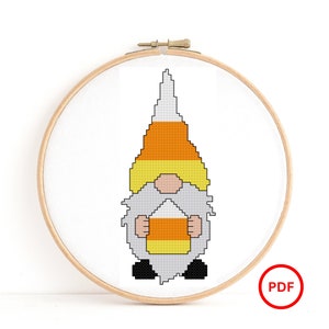 Schema punto croce Gnomo Candy Corn, Schema punto croce Gnomo di Halloween