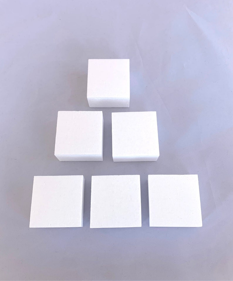 3x3x2'' Foam cube set of 6, 3x3x2 inches Ornament Foam, 8x8x5 cm Soft Foam Cubes, Square Styrofoam Cube, Polystyrene Foam image 2