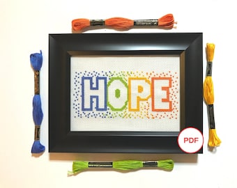 Hoop kruissteekpatroon, inspiratie kruissteekpatroon, geteld kruissteekpatroon, regenboog kruissteekpatroon