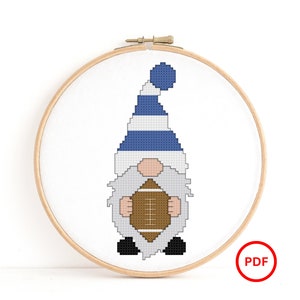 Football Gnome Cross Stitch Pattern, Sports Gnome Cross Stitch Pattern, Cute Cross Stitch Pattern, Funny Cross Stitch, Cross Stitch Elf