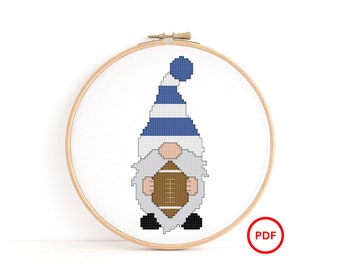 Football Gnome Cross Stitch Pattern, Sports Gnome Cross Stitch Pattern, Cute Cross Stitch Pattern, Funny Cross Stitch, Cross Stitch Elf