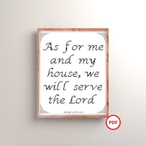 Joshua 24:15 Cross Stitch Pattern, Old Testament Bible Verse, Me and My House, Bible Verse Cross Stitch Pattern, Christian Cross Stitch