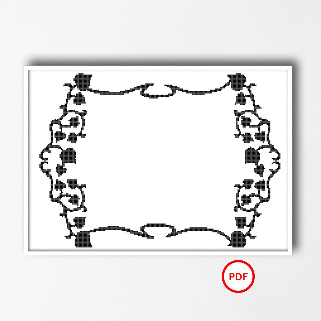 Cross Stitch Floral Border Floral Leaf Cross Stitch Border Etsy