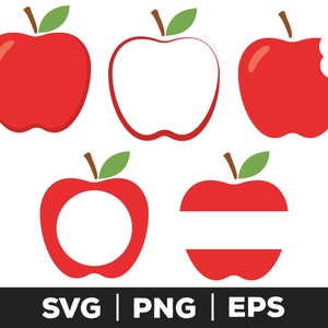 Apple Svg - Apple Clipart, School Svg, Silhouette Cut Files, Cricut Files, Teacher Svg, Apple Name Frame SVG, svg, png, eps, Digital