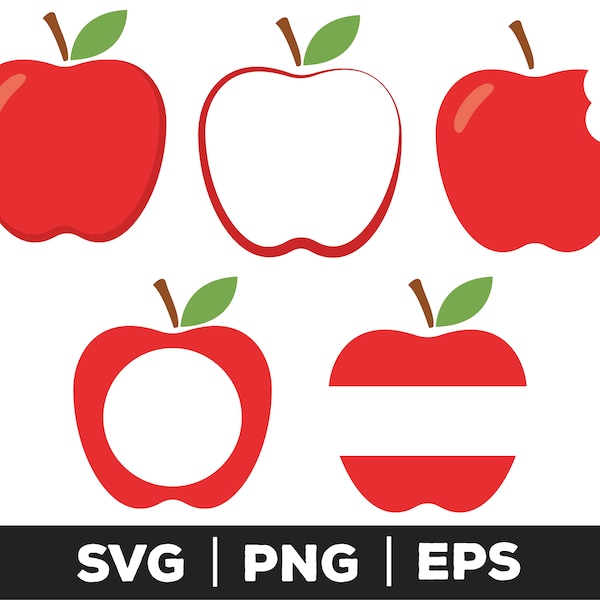 Apple Svg - Apple Clipart, School Svg, Silhouette Cut Files, Cricut Files, Teacher Svg, Apple Name Frame SVG, svg, png, eps, Digital