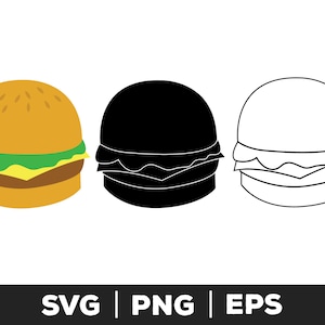 Hamburger svg, png, eps, dxf - Food Cut Files for Cricut and Silhouette