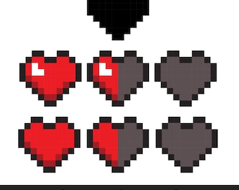 8-Bit Heart svg, png, eps - Retro Pixel Clipart, Video Game Art, Digital Love Design, Cricut Cut File, DIY Craft Supplies, Gamer Projects