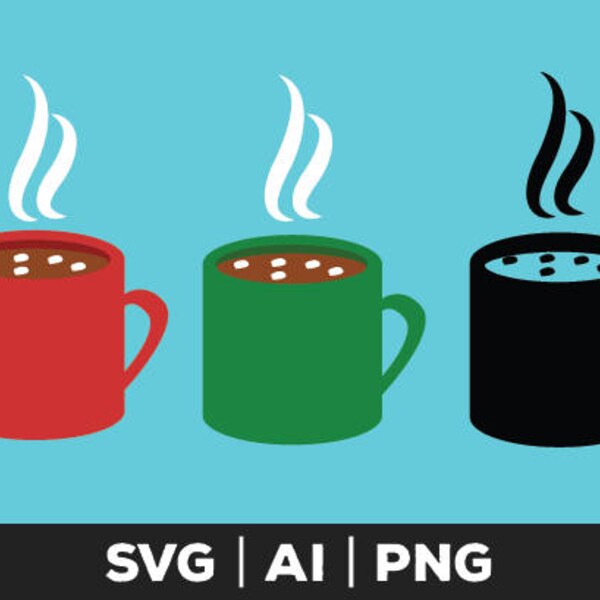 hot chocolate svg - coffee cup svg, silhouette svg, coffee mug vector, cricut files, coffee mug clipart, food svg, silhouette, hot cocoa svg