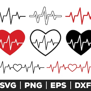 Heartbeat SVG, Heartbeat PNG, Heartbeat EPS, Heartbeat-illustraties, Heartbeat Cut-bestanden voor Cricut, Heartbeat Cut-bestanden voor Silhouette