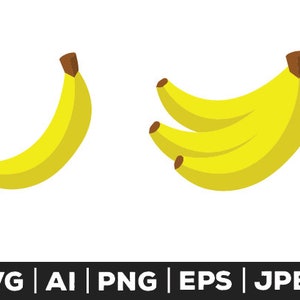 Banane SVG - Dateien für Silhouette, Dateien für Cricut, Bananenvektor, SVG, Png, Eps, Sofortiger Download, Digitaler Download, Banane Clipart
