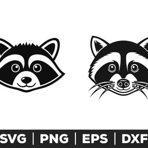 Fichier svg visage de raton laveur pour cricut et silhouette, svg animaux des bois, clipart mignon raton laveur, créature de la forêt svg, svg faune,
