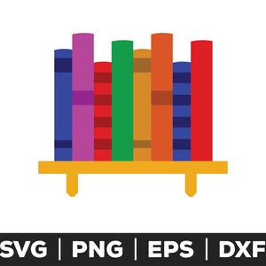 May include: A set of colorful books on a yellow shelf. The books are arranged in a row and are all different colors, including red, blue, green, purple, orange, and yellow.