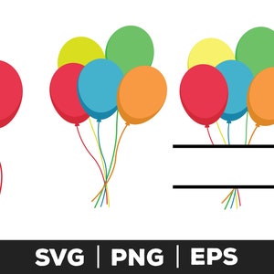 Ballon svg - Ballonbündel svg, Balloncricut, Ballonkarikatur, Geburtstagsballon svg, Geburtstag, Party, Feier, Ballonmonogramm