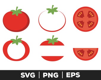 Tomat - Tomat SVG, Tomatskiva Svg, Tomatbunt, Tomatgrafik, Tomatklippfiler, Tomat Clipart, Röd Tomat Siluett, svg, eps, png