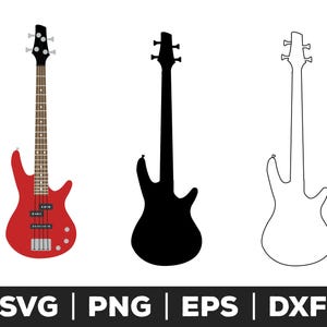 arquivo svg de baixo para cricut e silhouette, svg de música, svg de guitarra elétrica, svg de banda, svg de músico, clipart de guitarra, svg de rock,