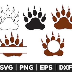 Bear Paw Print SVG, Bear Paw Print PNG, Bear Paw Print EPS, Bear Paw Print illustraties, Bear Paw Print gesneden bestanden voor Cricut,