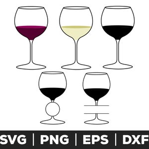 Wine Glass svg, png, eps, dxf - Drink Cut Files for Cricut and Silhouette