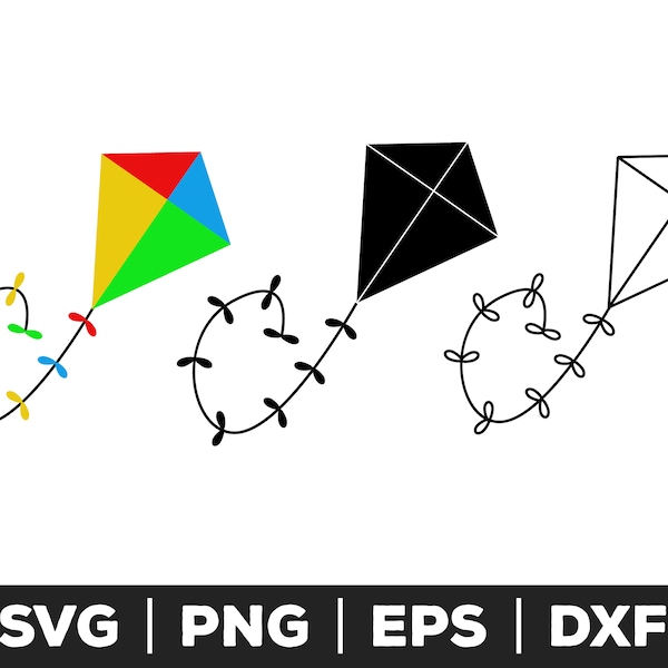 Kite svg, png, dxf, eps, Kite Clipart, Kite cut file, Kite Vector, Flying Kite svg, digital download, free for personal & commercial use