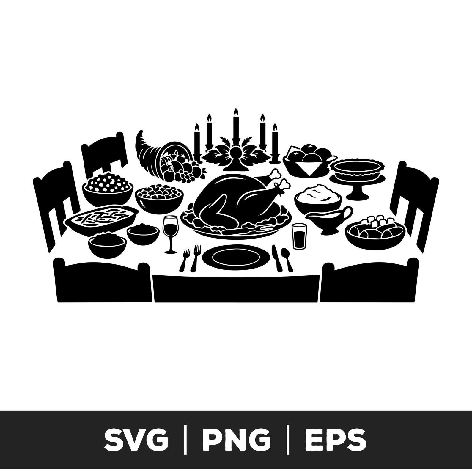 Thanksgiving Dinner Feast Svg Png Eps | Autumn Holiday Cut File | Fall ...