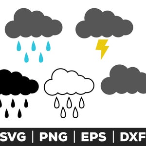 Cloud svg, png, eps, Cloud cut files, Cloud clipart, Clould silhouette, Weather svg, Rain clould svg, digital download, commercial use