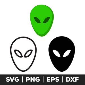 Alien SVG, png, eps - clipart science-fiction, conception de l'espace, art extraterrestre, fichier Cricut, projets de bricolage, fournitures créatives, art amusant sur le thème de l'espace
