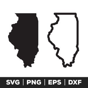 Illinois SVG, png, eps - Clipart de silueta del estado, arte de orgullo local, diseño de mapas, archivo de corte Cricut, suministros para manualidades, proyectos de decoración del hogar