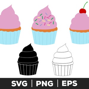 Cupcake svg, Cake Cut file, Cupcake bundle svg, Dessert svg, Sweets svg, Birthday cake svg, Clipart, Png, Eps, Digital Download