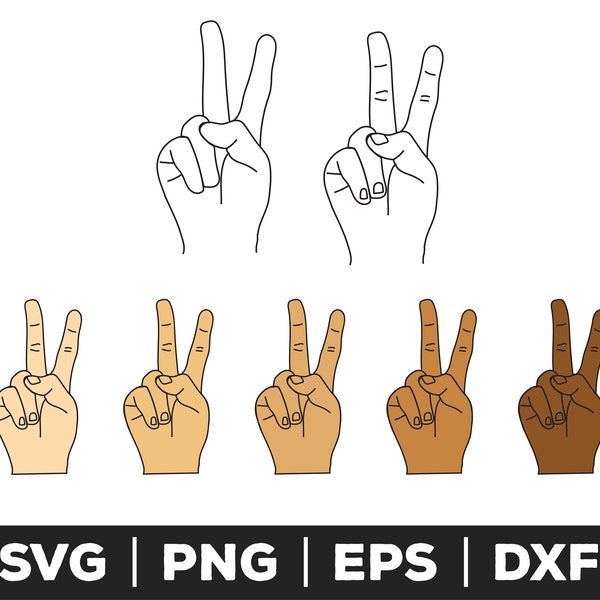 Hand Peace Sign SVG, Hand Peace Sign PNG, Hand Peace Sign EPS, Hand Peace Sign Clip Art, Hand Peace Sign Cut Files for Cricut, Silhouette,