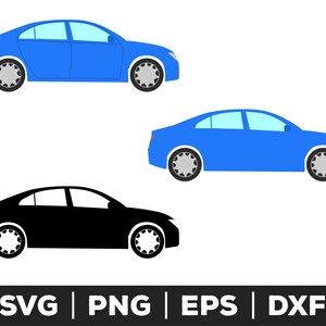Sedan Car SVG, Sedan Car PNG, Sedan Car EPS, Sedan Car Clip Art, Sedan Car Cut Files for Cricut, Sedan Car Cut Files for Silhouette