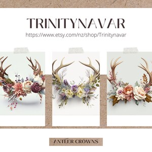 Elegant Floral Antler Overlays, fantasy wardrobe, digital fashion, textures, photoshop, PNG