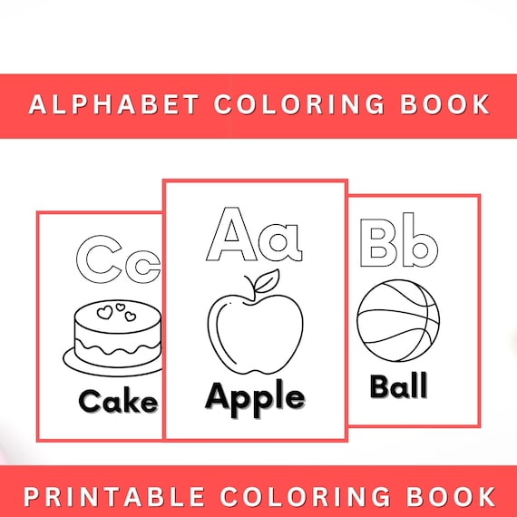 Alphabet Coloring Book Printable, ABC Coloring Pages for Kids, Preschool Homeschool Activity, Toddler Learning Worksheet, Instant Download