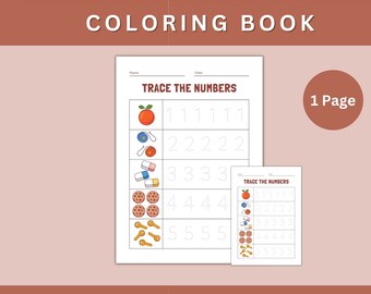 Printable Numbers Coloring Pages, Preschool Handwriting (Digital Download)