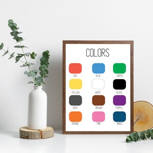 Color Name Poster, Montessori Playroom Prints, Preschool HomeSchool Printables, Kids Toddlers Early Educational Learning, Classroom Decor