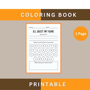 Custom NAME Coloring Page, Name Coloring Page, Tracing  Page,  Printable, Nursery Digital Download
