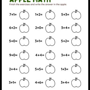 Printable addition worksheet, Worksheets for Preschool, Kindergarten, Homeschool Digital Download