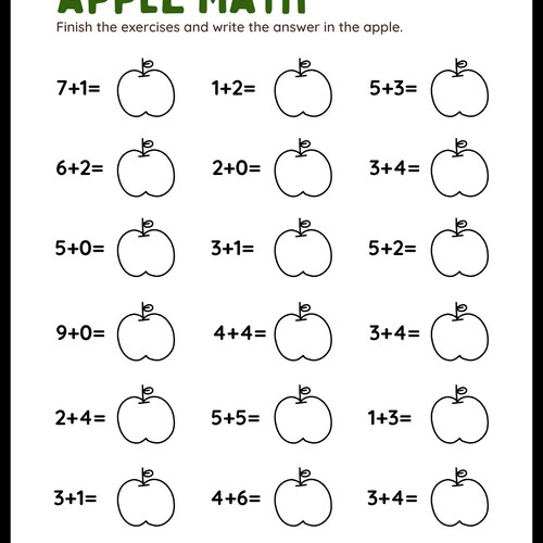Printable Addition Worksheet Worksheets for Preschool - Etsy