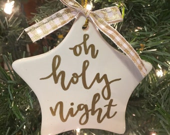 Personalized Ornament White and Gold Star